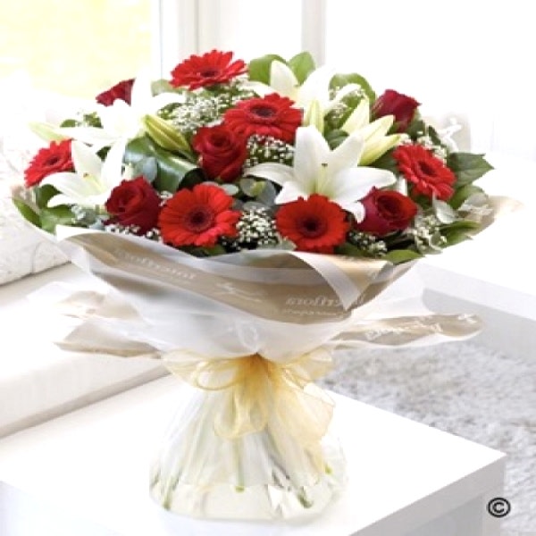  Marmaris Çiçekçi - Lilyum Gerbera Gül Buketi