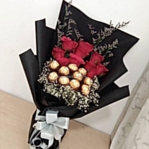  Marmaris Çiçek Gönder - 10 gül 10 rocher çikolata buketi