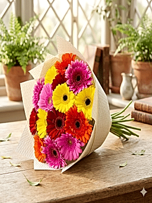  Marmaris Çiçek Siparişi - Renkli Şık Gerbera Buketi