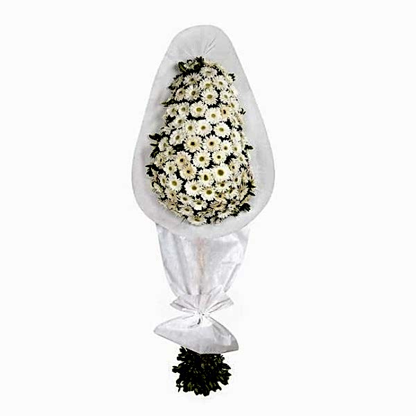  Marmaris Çiçek Siparişi - Beyaz Gerbera  Çelenk